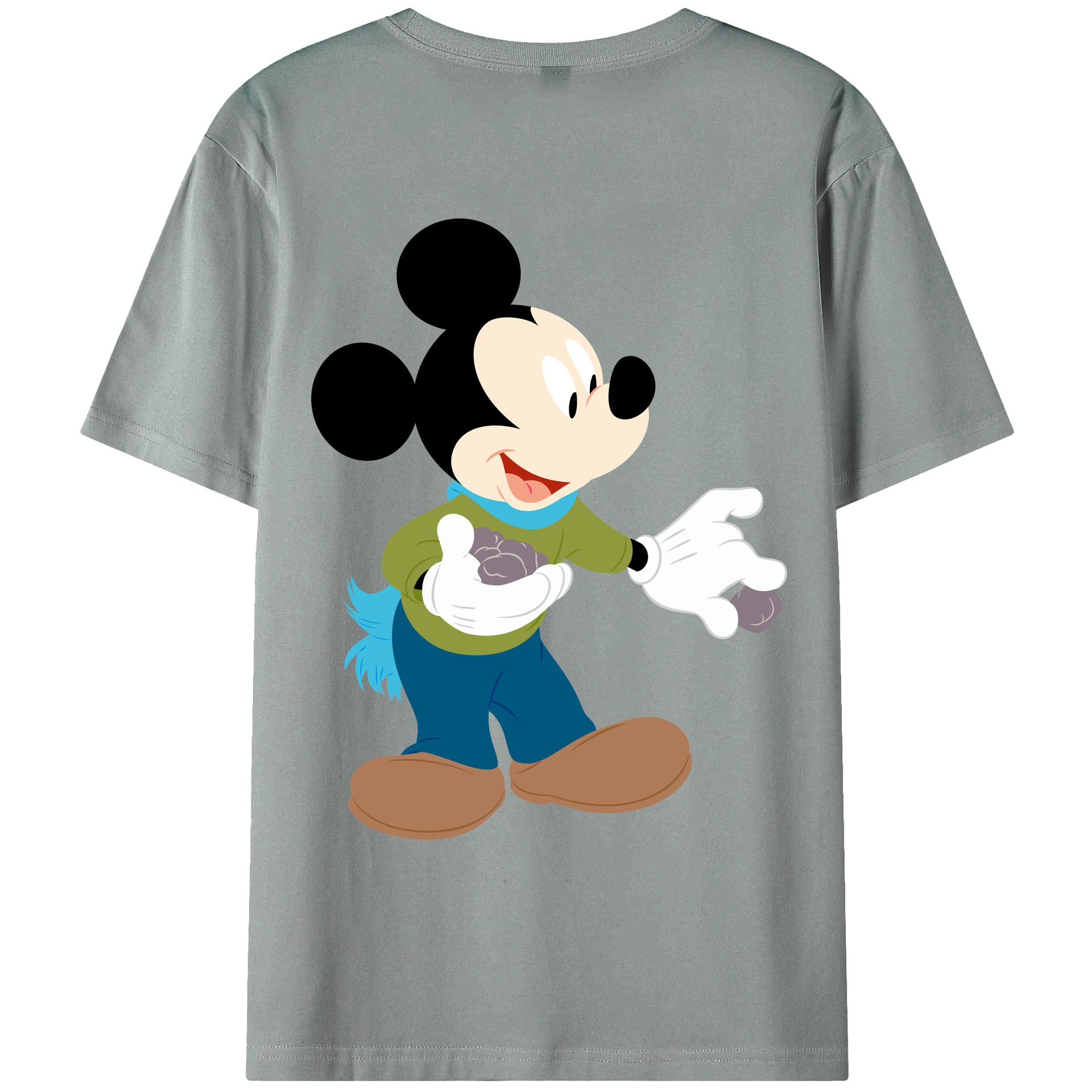 ミッキーマウス Mickey Mouse 綿100％ メンズ半袖Tシャツ（バックプリント） 通気性